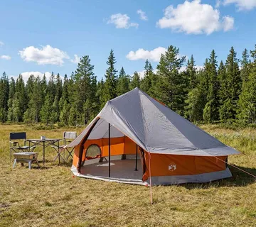 vidaXL Tipi šator 20-osobni Siva i narančasta Poliester i čelik - Venlo