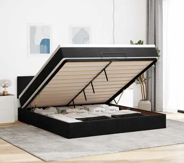 vidaXL Otomanski krevet s madracem crni 180x200 cm baršunasti - Venlo