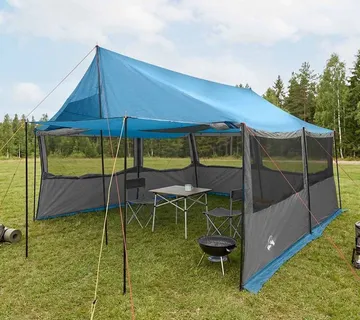 vidaXL Obiteljski šator Plava 450 x 400 x 265 cm Poliester i čelik - Venlo