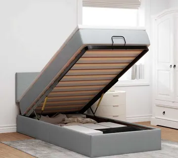 vidaXL Otomanski okvir kreveta s madraca svijetlosivi 90x190cm tkanine - Venlo