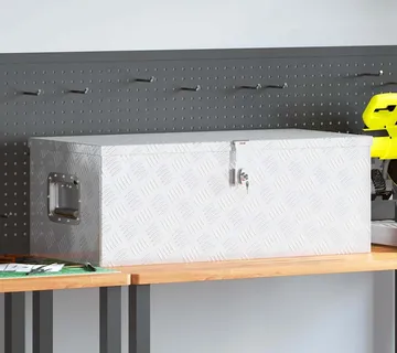 vidaXL Kutija za pohranu srebrna 80 x 39 x 30 cm aluminijska - Venlo