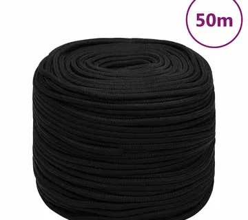vidaXL Radno uže crno 8 mm 50 m poliestersko - Venlo