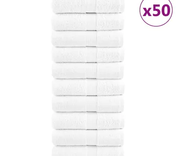 vidaXL Premium ručnici za pranje SOLUND 50 kom Bijeli 30x30 cm 600 g/m² - Venlo