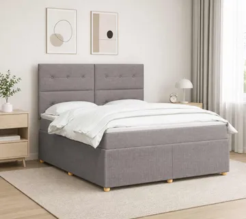 vidaXL Boxspring krevet s madracem Sivosmeđa 160 x 200 cm Tkanina - Venlo