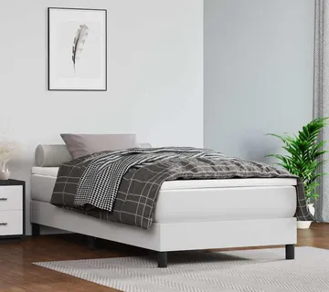 vidaXL Krevet s oprugama i madracem bijeli 80 x 200 cm od umjetne kože - Venlo