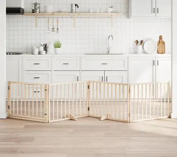 vidaXL Vrata za pse s vratima sklopiva 4 panela 320 cm drvo topole - Venlo