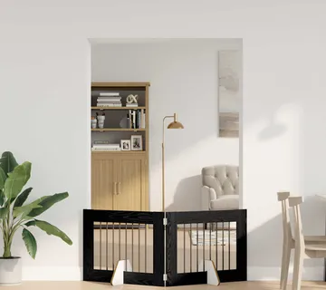 vidaXL Preklopna vrata za pse s postoljem 2 kom. Crni hrast 160,5 cm - Venlo