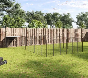 vidaXL Kavez za pse crni 19,36 m² čelični - Venlo