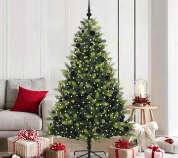 vidaXL Umjetno savitljivo božićno drvce s 300 LED dioda Zelena 180 cm - Venlo