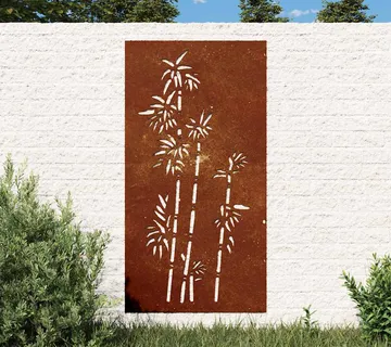 vidaXL Vrtni zidni ukras 105 x 55 cm čelik COR-TEN s uzorkom bambusa - Venlo