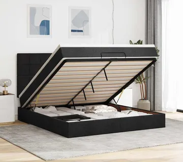 vidaXL Otomanski krevet s madracem crni 180x200cm od tkanine - Venlo