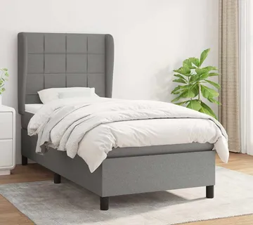 vidaXL Krevet s oprugama i madracem tamnosivi 100 x 200 cm od tkanine - Venlo