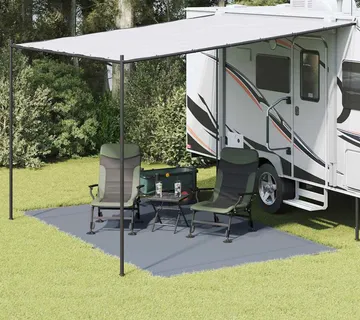 vidaXL Teppi za šator Plava i siva 400 x 250 cm Polietilen - Venlo