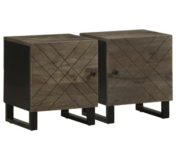 vidaXL Noćni ormarići 2 kom crni 40x33x46 cm od masivnog drva manga - Venlo