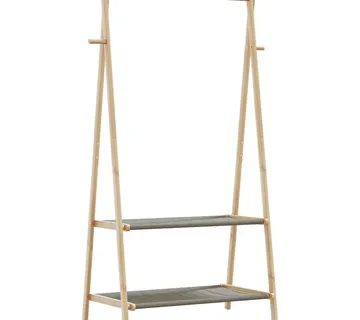 vidaXL Stalak za odjeću s policama 96x45,5x150,5 cm od bambusa - Venlo