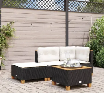 vidaXL Vrtni tabure s jastukom crni 63,5x56x32 cm od poliratana - Venlo