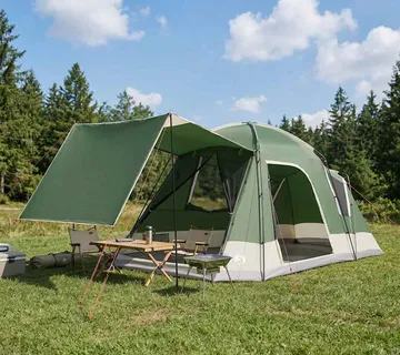 vidaXL Kabinski šator s krovom Zelena 8 osoba Poliester i čelik - Venlo