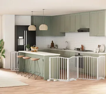 vidaXL Vrata za pse s vratašcima 10 panela sklopiva 800 cm drvo topole - Venlo