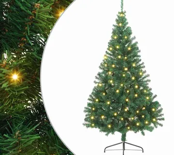 vidaXL Umjetno predsvijetljeno božićno drvce Zelena 240 cm PVC - Venlo