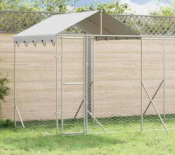 vidaXL Vanjski kavez za pse s krovom srebrni 10x2x2,5m pocinčani čelik - Venlo