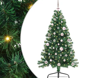 vidaXL Umjetno predsvijetljeno božićno drvce Zelena 150 cm PVC - Venlo