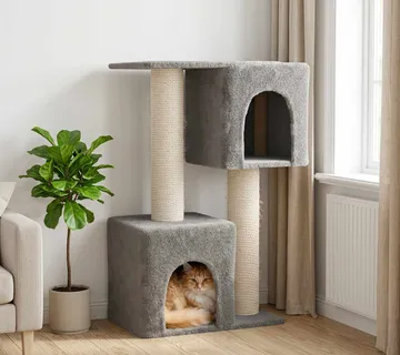 vidaXL Mačje drvo s sisalnim postoljima za grebanje Svjetlosiva 114 cm - Venlo