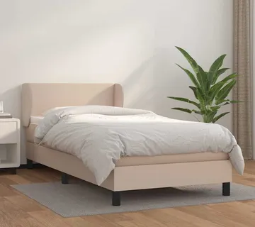 vidaXL Krevet s oprugama i madrac cappuccino 100x200cm od umjetne kože - Venlo