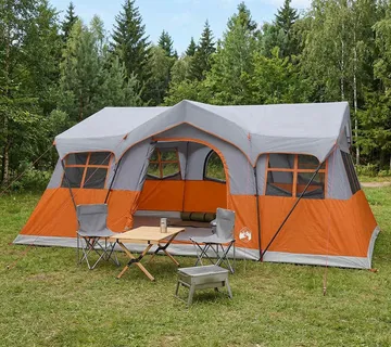 vidaXL Obiteljski šator 487 x 340 x 216 cm Siva i narančasta - Venlo