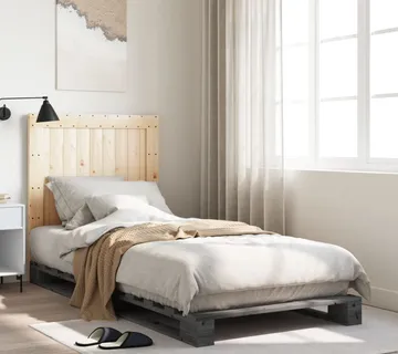 vidaXL Okvir za krevet s uzglavljem sivi 90x200 cm masivna borovina - Venlo
