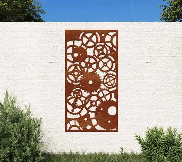 vidaXL Vrtni zidni ukras 105 x 55 cm čelik COR-TEN s uzorkom zupčanika - Venlo
