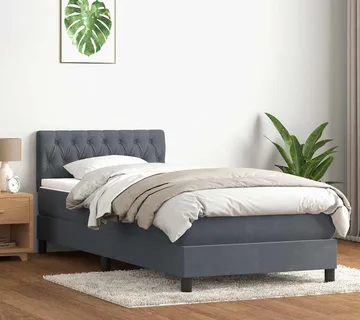 vidaXL Box spring krevet s madracem tamnosivi 80 x 220 cm baršunasti - Venlo