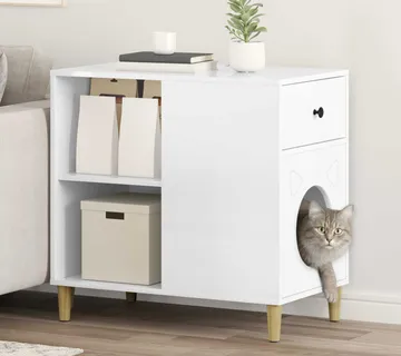 vidaXL Mačja Kuća Sjajno bijelo 72 x 42,5 x 70 cm Konstruirano drvo - Venlo