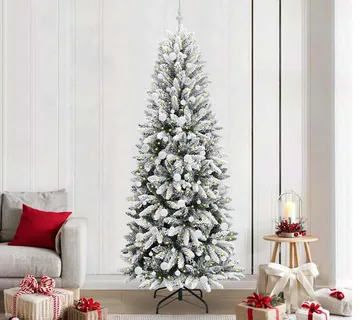 vidaXL Umjetno božićno drvce Bijela 210 cm PVC, plastika, čelik i PE - Venlo