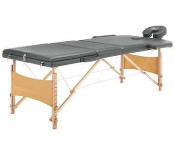 vidaXL Stol za masažu s 3 zone i drvenim okvirom antracit 186 x 68 cm - Venlo