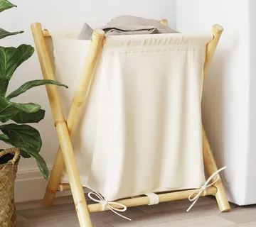 vidaXL Košara za rublje krem bijela 45 x 55 x 63,5 cm od bambusa - Venlo