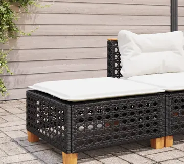 vidaXL Vrtni tabure s jastukom crni 63,5x56x32 cm od poliratana - Venlo