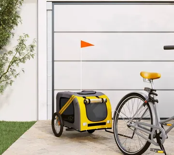 vidaXL Prikolica za bicikl za ljubimce žuto-siva od tkanine i željeza - Venlo