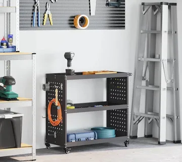 vidaXL Količar za alate s policom Crna 75 x 35 x 73 cm Čelična vrata - Venlo