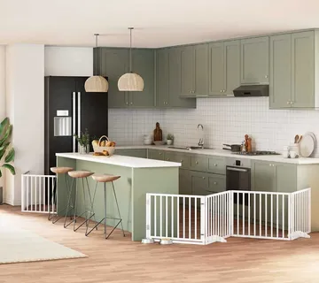 vidaXL Vrata za pse s vratašcima 8 panela sklopiva 640 cm drvo topole - Venlo