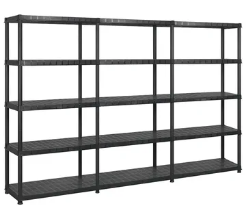 vidaXL Police za pohranu s 5 razina crne 274,5x 45,7x185 cm plastične - Venlo