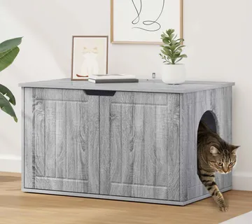 vidaXL Mačja Kuća Siva Sonoma 85 x 55 x 50,5 cm Konstruirano drvo - Venlo