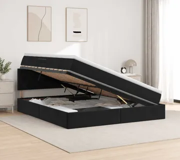 vidaXL Krevet s od storage s uzglavljem Crna 160 x 200 cm Baršun - Venlo