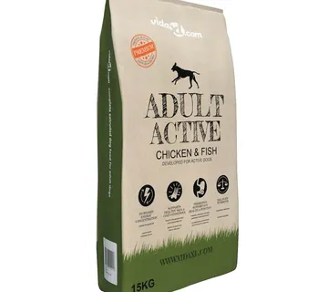 vidaXL Premium suha hrana za pse Adult Active Chicken & Fish 15 kg - Venlo