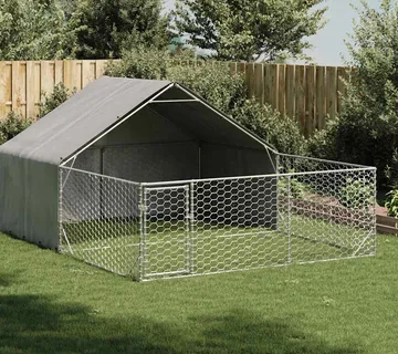 vidaXL Vanjska kućica za pse sa stazom 4x3x1,9 m pocinčani čelik - Venlo