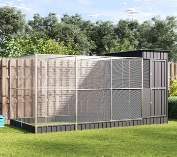 vidaXL Ptičja kućica s nastavkom srebrna 416x203x216 cm čelična - Venlo