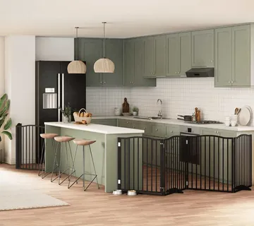 vidaXL Vrata za pse s vratašcima 8 panela sklopiva 640 cm drvo topole - Venlo