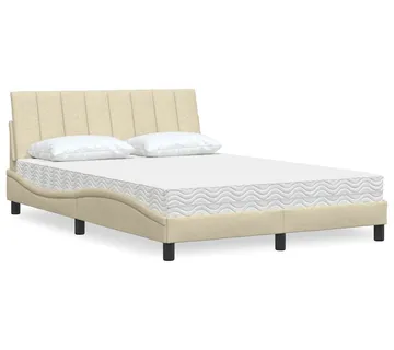 vidaXL Krevet s madracem Hanko krem 140x200 cm od tkanine - Venlo