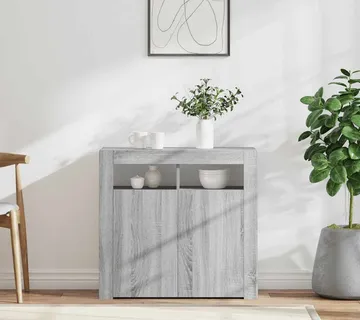 vidaXL Komoda s LED svjetlima boja sivog hrasta sonome 80 x 35 x 75 cm - Venlo