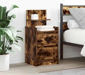 vidaXL Noćni ormarić s 2 ladice dimljeni hrast 38x34x80 cm - Venlo