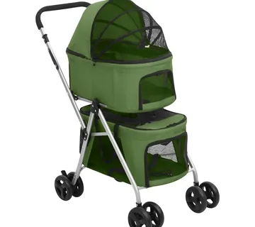 vidaXL 2-slojna sklopiva kolica za pse zelena 83x48x97 cm od tkanine - Venlo